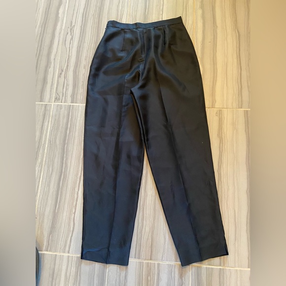 Robbie Bee Black 100% Silk Pants Side Zip w/ ankle slit Size 8 - Picture 8 of 10